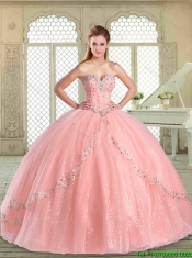 Romantic Sweetheart Beading Quinceanera Dresses in Watermelon