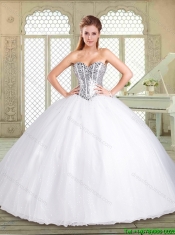 Simple Sweetheart Paillette Quinceanera Dresses in White