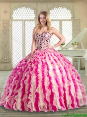 Spring Beautiful Floor Length Sweet 16 Dresses with Beading and Ruffles