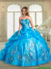Spring Pretty Floor Length Sweet 16 Dresses with Appliques and Pick Ups