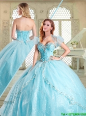 The Super Hot Beading Quinceanera Gowns in Aqua Blue