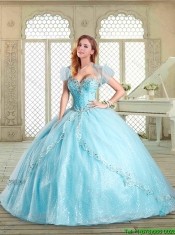 The Super Hot Beading Quinceanera Gowns in Aqua Blue