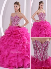 2016 Beautiful Fuchsia Ball Gown Sweetheart Quinceanera Dresses