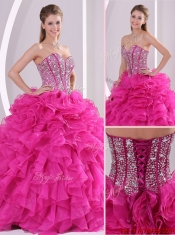 2016 Beautiful Fuchsia Ball Gown Sweetheart Quinceanera Dresses