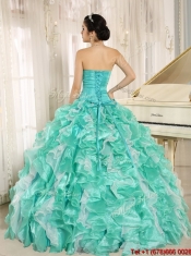2016 Brand Pretty Apple Green Quinceanera Dresses with Beading and Ruffles