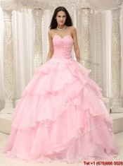 2016 Popular Beading and Ruffles Baby Pink Quinceanera Dresses