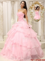 2016 Popular Beading and Ruffles Baby Pink Quinceanera Dresses