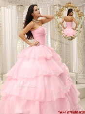 2016 Popular Beading and Ruffles Baby Pink Quinceanera Dresses