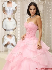2016 Popular Beading and Ruffles Baby Pink Quinceanera Dresses