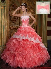 2016 Pretty Appliques and Ruffles Quinceanera Gowns in Waltermelon