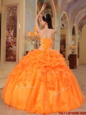 2016 Pretty Orange Red Ball Gown Sweetheart Quinceanera Dresses