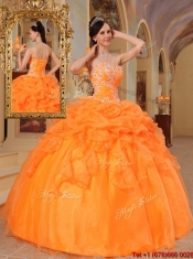 2016 Pretty Orange Red Ball Gown Sweetheart Quinceanera Dresses
