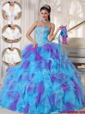 2016 Pretty Strapless Quinceanera Gowns with Beading and Appliques