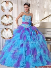 2016 Pretty Strapless Quinceanera Gowns with Beading and Appliques