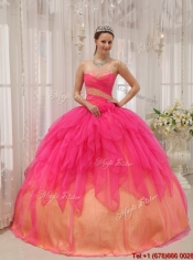 Classical Hot Pink Strapless Quinceanera Gowns with Beading