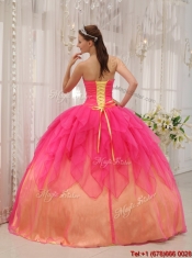 Classical Hot Pink Strapless Quinceanera Gowns with Beading