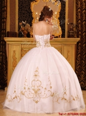 New Style White Ball Gown Strapless Floor Length Quinceanera Dresses