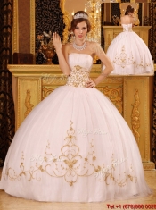 New Style White Ball Gown Strapless Floor Length Quinceanera Dresses