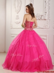 Perfect A Line Floor Length Quinceanera Dresses in Hot Pink