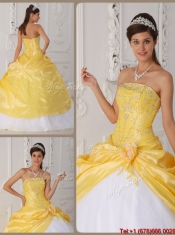 Perfect Appliques Quinceanera Gowns with Hand Made Flower