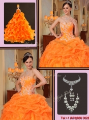 Perfect Appliques Sweetheart Quinceanera Dresses in Orange Red