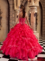 Perfect Beading and Ruffles Sweet 16 Dresses in Coral Red