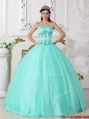 Perfect Beading Sweetheart Quinceanera Gowns in Green