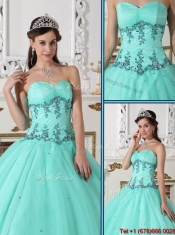 Perfect Beading Sweetheart Quinceanera Gowns in Green