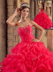 Perfect Sweetheart Ruffles Quinceanera Dresses in Red