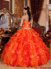 Pretty 2016 Sweetheart Beading Sweet 15 Dresses in Orange