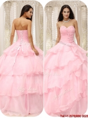 Pretty 2016 Sweetheart Ruffles Quinceanera Dresses in Baby Pink