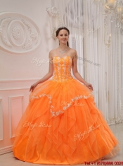 Pretty Appliques and Beading Sweet 15 Dresses in Orange