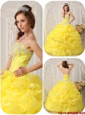 Pretty Beading and Ruffles Quinceanera Dresses in Yellow