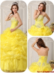 Pretty Beading and Ruffles Quinceanera Dresses in Yellow