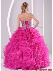 Pretty Ruffles and Beading Fuchsia Quinceanera Gowns