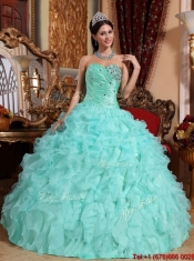 Wholesale Apple Green Sweetheart Beading and Ruffles Quinceanera Dresses