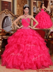 Wholesale Coral Red Ball Gown Floor Length Quinceanera Dresses