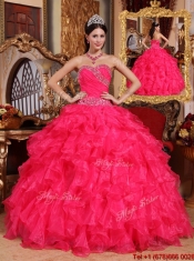 Wholesale Coral Red Ball Gown Floor Length Quinceanera Dresses