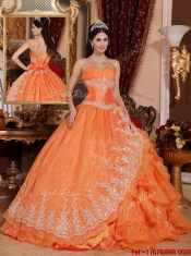 Wholesale Orange Red Ball Gown Floor Length Quinceanera Dresses
