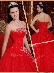 Wholesale Red Ball Gown Strapless Quinceanera Dresses