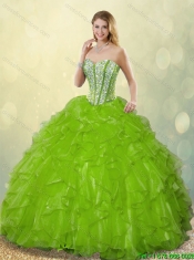 2016 Gorgeous Sweetheart Quinceanera Dresses Beading and Ruffles