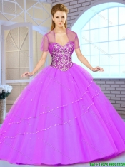 2016 Latest Beading Sweetheart Quinceanera Dresses in Hot Pink