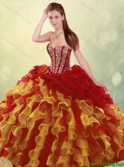 2016 Luxurious Beading and Ruffles Quinceanera Dresses in Multi Color