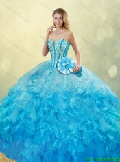 Elegant 2016 Beading and Ruffles Quinceanera Gowns with Sweetheart