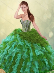 Exquisite Sweetheart Quinceanera Gowns with Beading and Ruffles