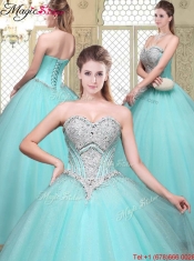 2016 Modest Sweetheart Beading Quinceanera Gowns for Summer