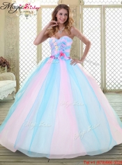 2016 Sweetheart Quinceanera Dresses with Hand Made Flowers