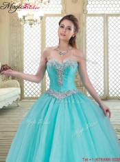 Elegant Sweetheart Brush Train Quinceanera Dresses with Beading