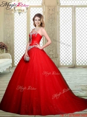 Elegant Sweetheart Brush Train Quinceanera Dresses with Beading