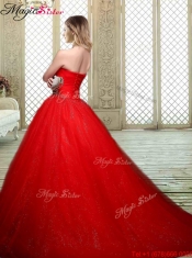Elegant Sweetheart Brush Train Quinceanera Dresses with Beading